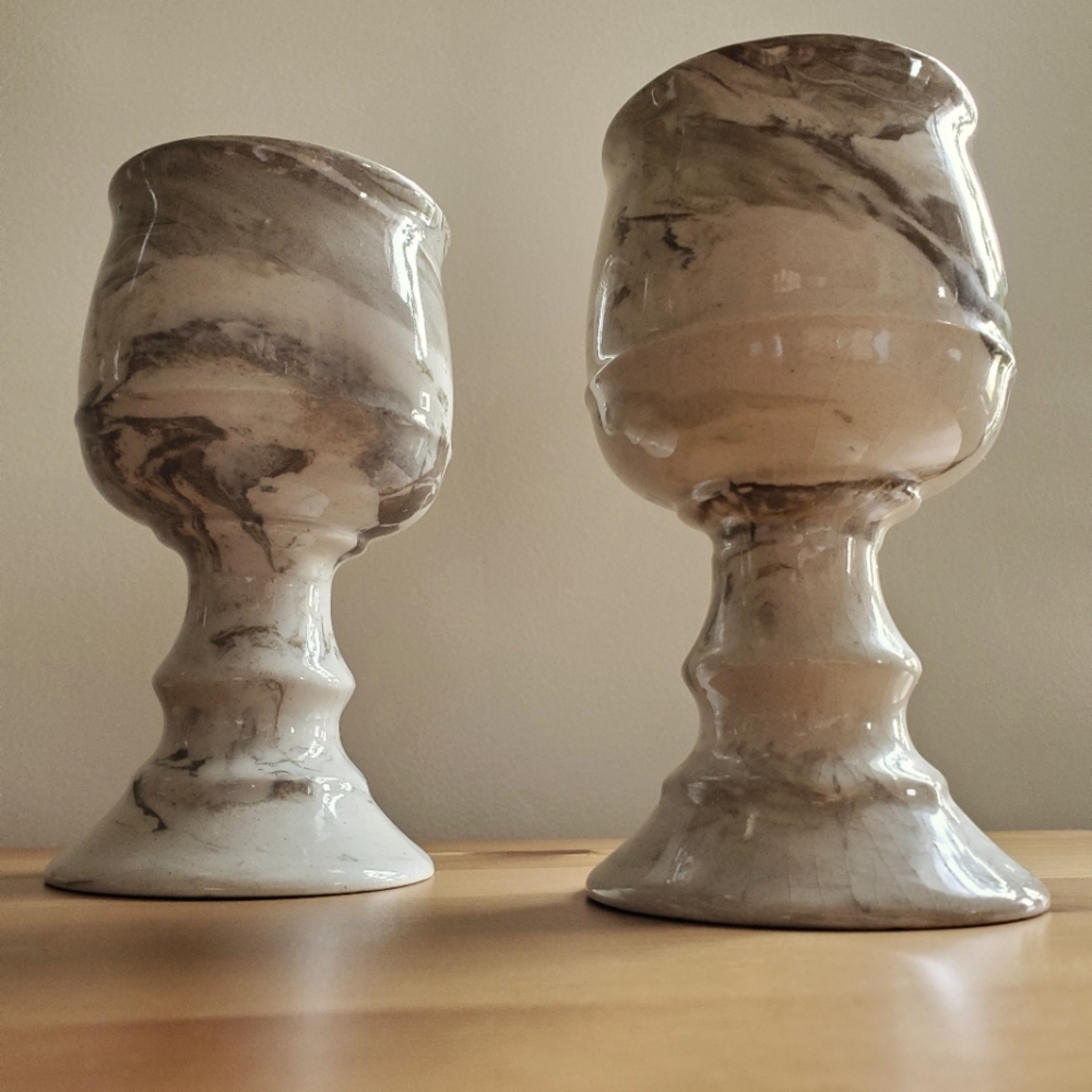 Vintage Marbled Onyx Wine Goblets